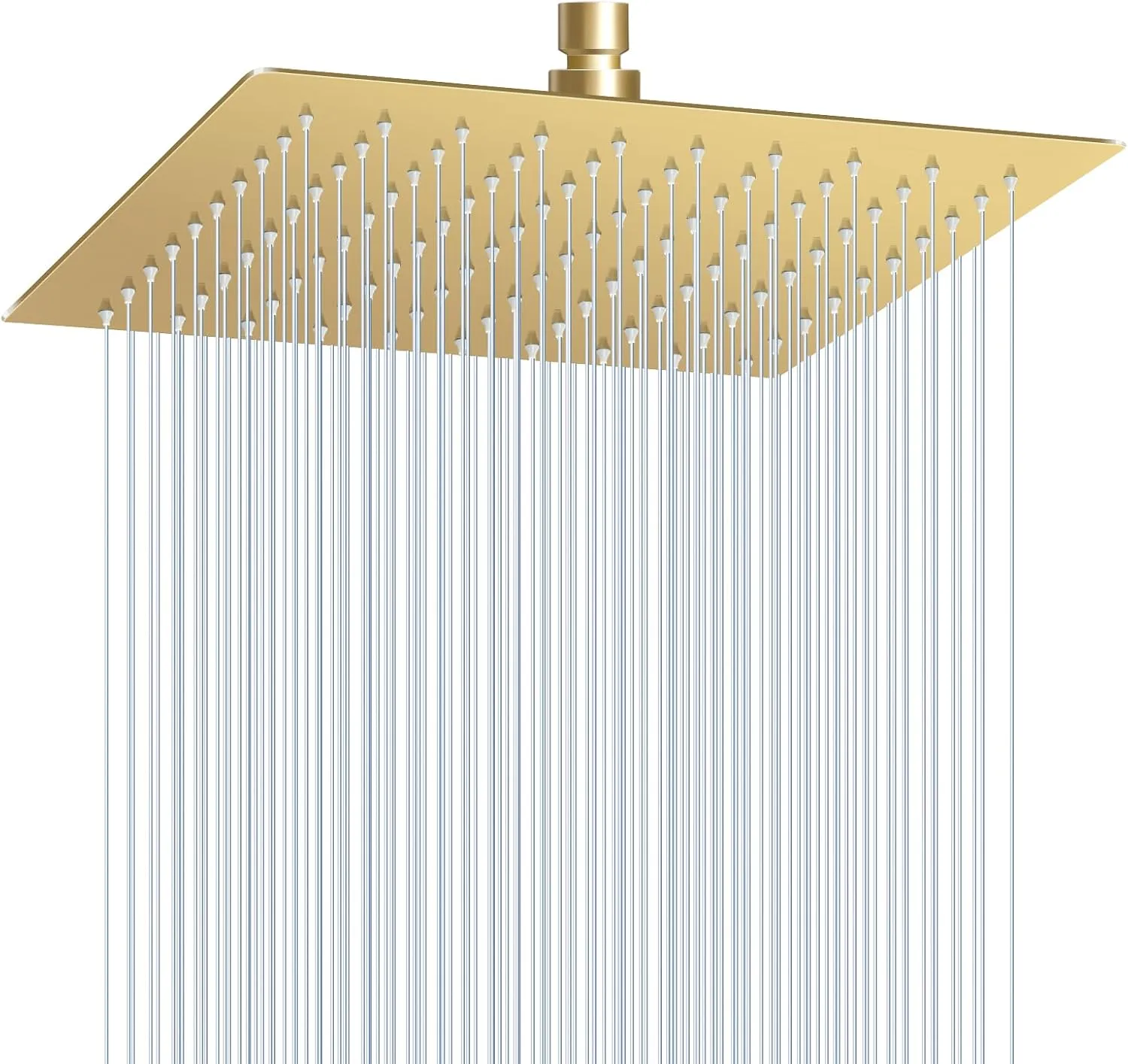 10" Brushed Gold Rain Shower Head - All Metal Stainless Steel 304, Ultra Thin Design, Modern Bathroom Square Rainfall Showerheads - Full Body Coverage Bath Shower