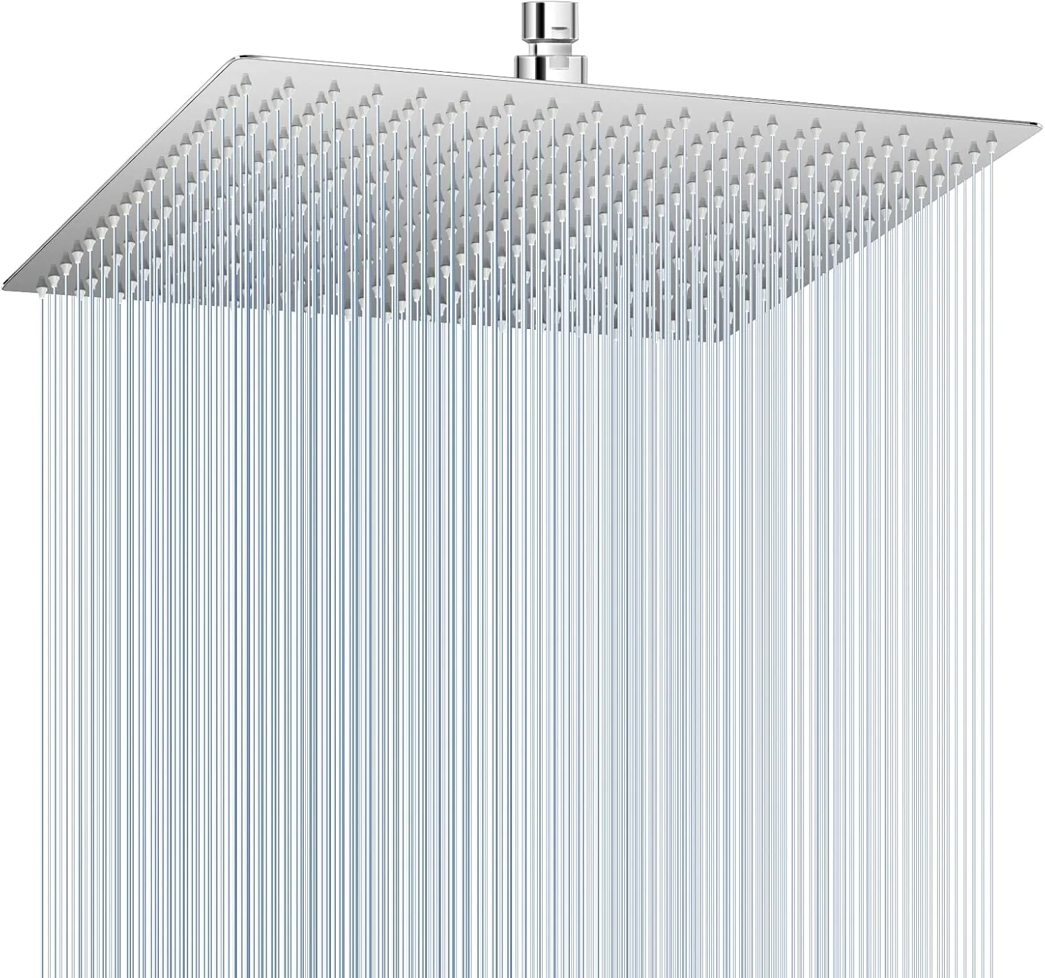 16 inch Large Rain Shower Head Ceiling Mounted - All Metal 304 Stainless Steel, Full Body Rainfall Shower with 324 Silicone Nozzles - Waterfall Bathroom Square Showerheads, Chrome Polished