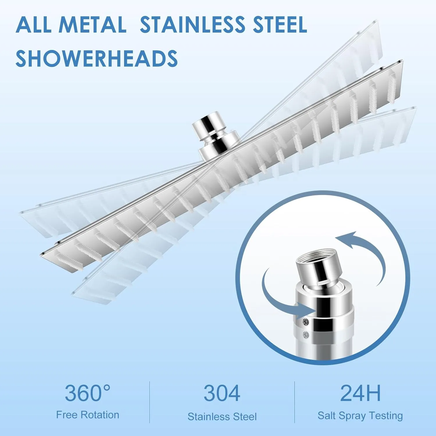 16 inch Large Rain Shower Head Ceiling Mounted - All Metal 304 Stainless Steel, Full Body Rainfall Shower with 324 Silicone Nozzles - Waterfall Bathroom Square Showerheads, Chrome Polished