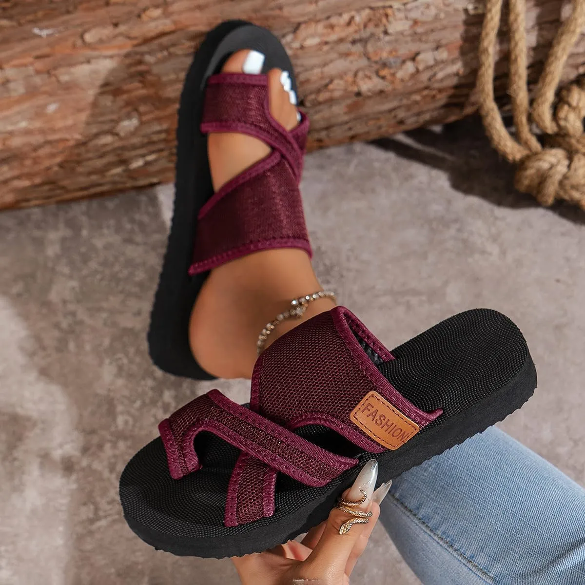 2024Women's Hollow Mesh Slide Sandals, Comfortable Breathable Mesh Slippers Summer Orthopedic Slides Sandals for Women