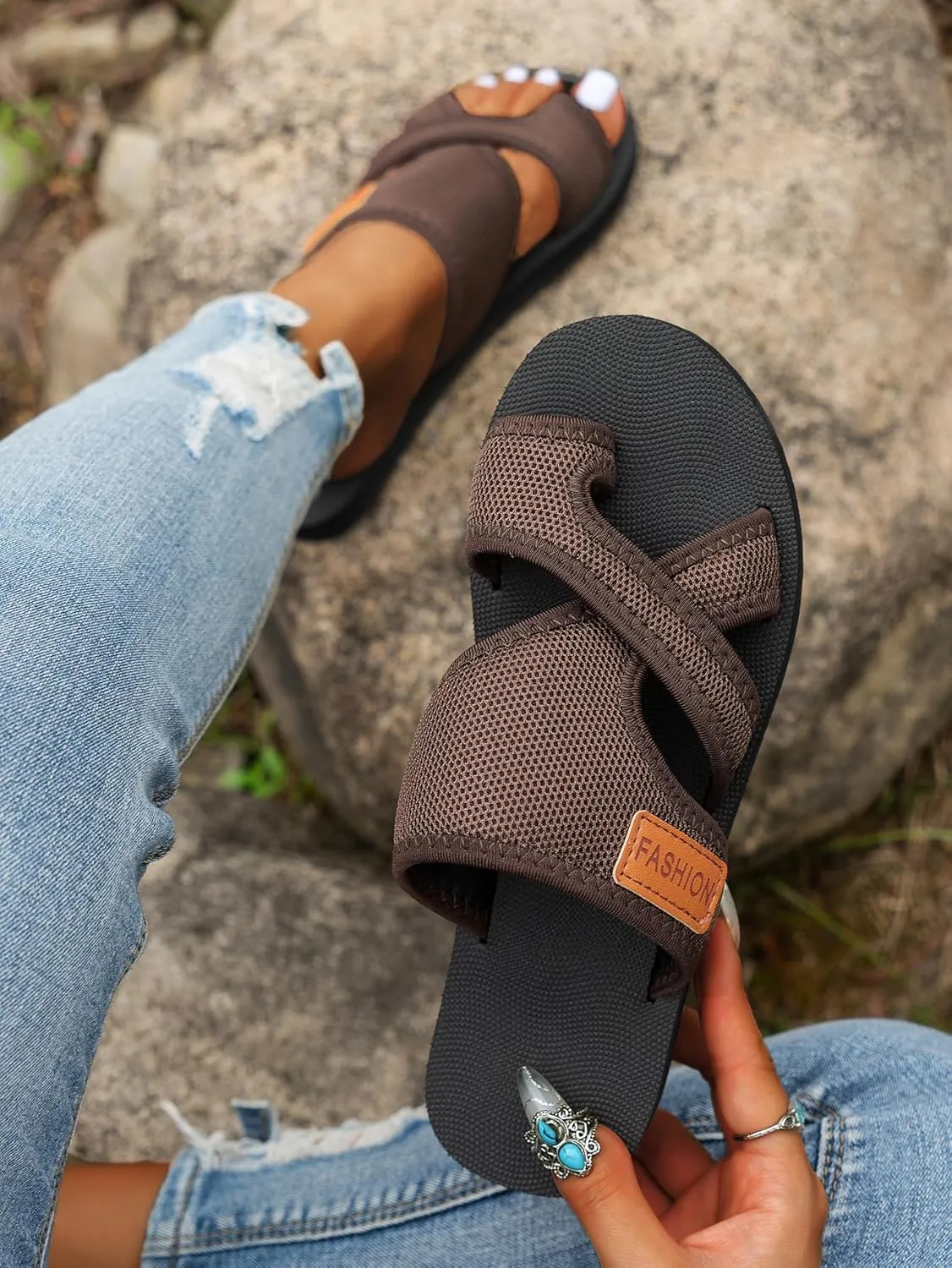 2024Women's Hollow Mesh Slide Sandals, Comfortable Breathable Mesh Slippers Summer Orthopedic Slides Sandals for Women
