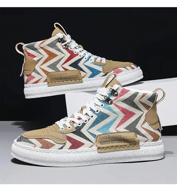 2025 Harajuku Style Blue High Top Sneakers Men Espadrilles Breathable Vulcanized Sneaker
