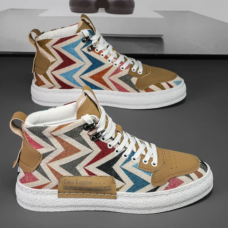 2025 Harajuku Style Blue High Top Sneakers Men Espadrilles Breathable Vulcanized Sneaker