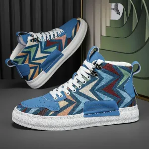 2025 Harajuku Style Blue High Top Sneakers Men Espadrilles Breathable Vulcanized Sneaker