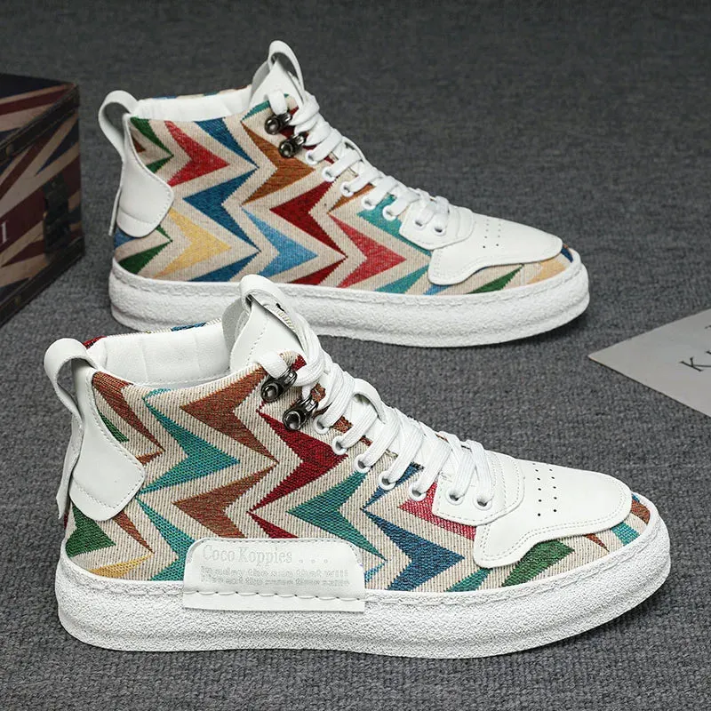 2025 Harajuku Style Blue High Top Sneakers Men Espadrilles Breathable Vulcanized Sneaker
