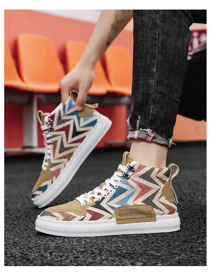 2025 Harajuku Style Blue High Top Sneakers Men Espadrilles Breathable Vulcanized Sneaker