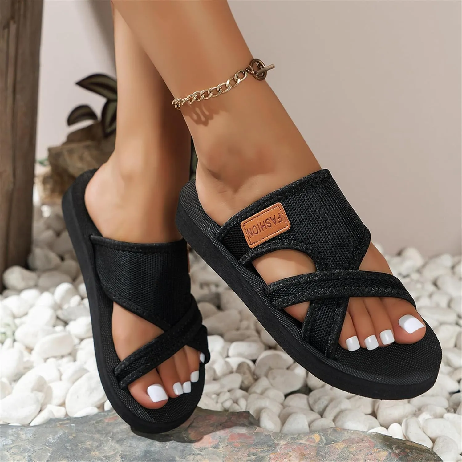 2025 New Orthopedic Sandals For Women,Breathable Mesh Slide Sandals With Arch Support,Non-Slip Comfortable Beach Sandals