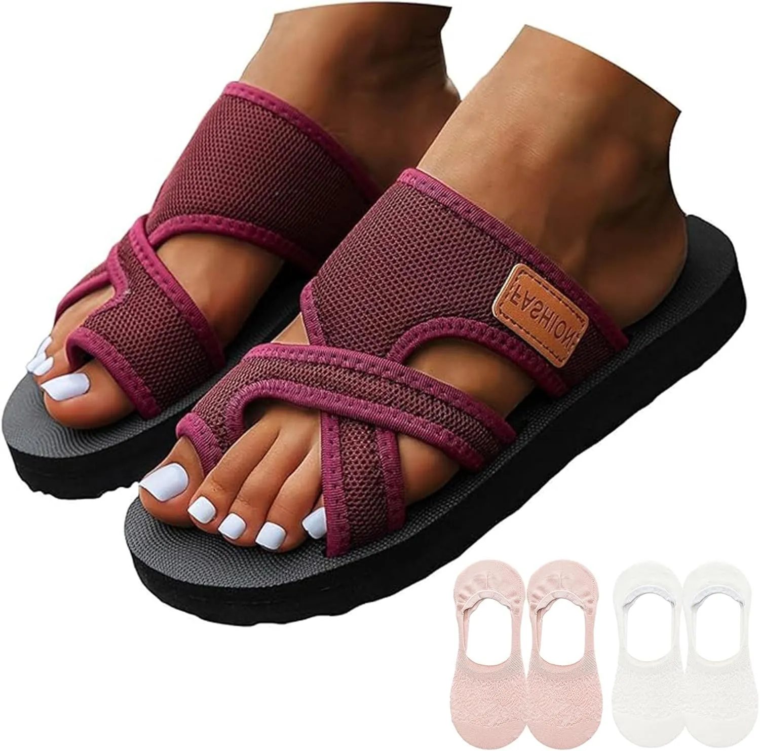 2025 New Orthopedic Sandals For Women,Breathable Mesh Slide Sandals With Arch Support,Non-Slip Comfortable Beach Sandals