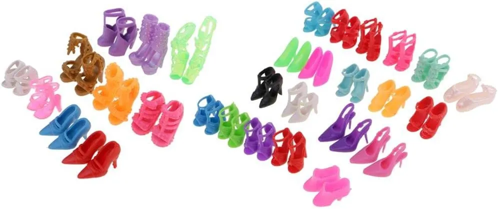 30 Pairs of Fashionable High Heel Sandals and Flat Shoes for 29cm/11.4inch Dolls