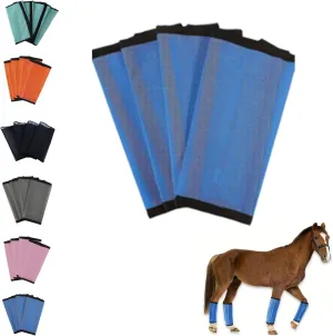 4 PCS Mesh Horse Leg Protectors, Mesh Fly Boots Set for Horses, Preventing Flies and Mosquitoes Bites, Protect Horses Leggings Breathable Soft, Adjustable Riding Boots (Blue)