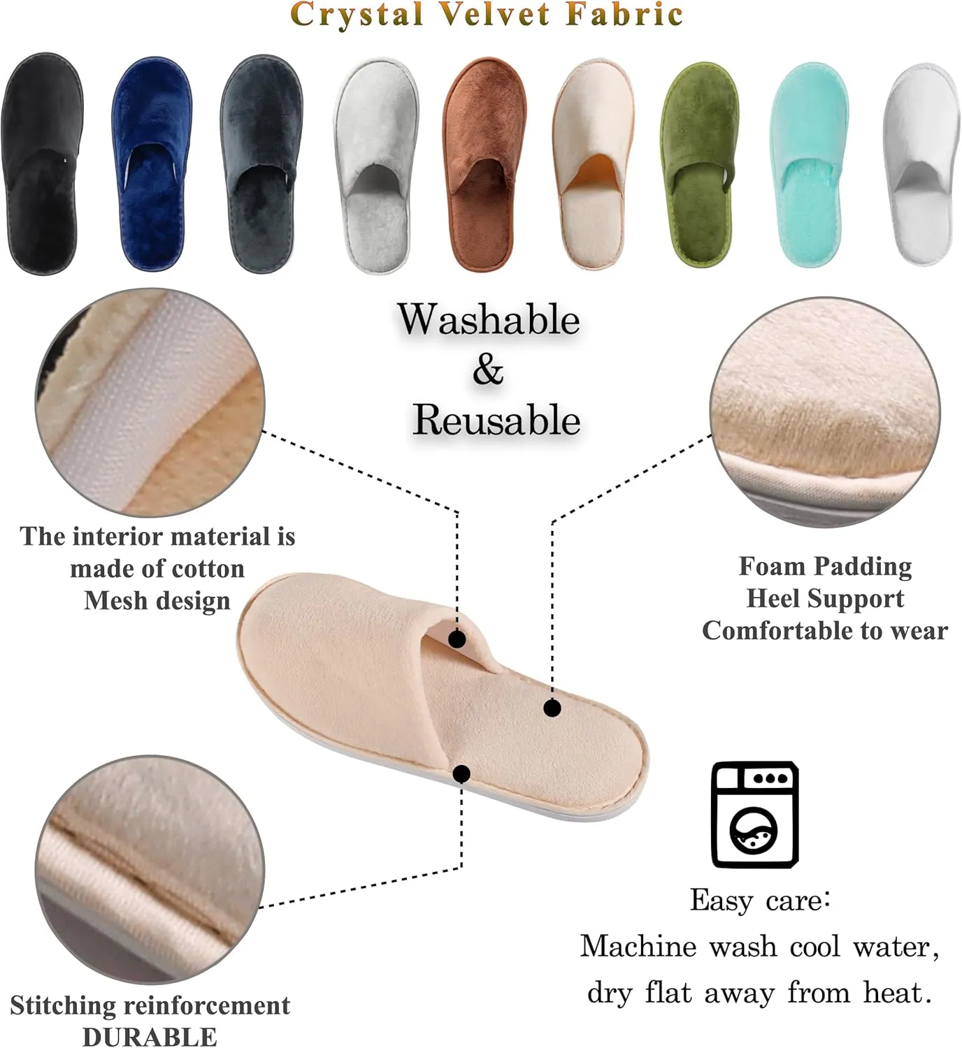 6-9 Pairs Spa Slippers, Non Slip Disposable Slippers For Guest, Washable Reusable, Which Can Be Used As Women Men, House, Indoor, Bathroom, Bedroom, Hotel, Bride Slippers