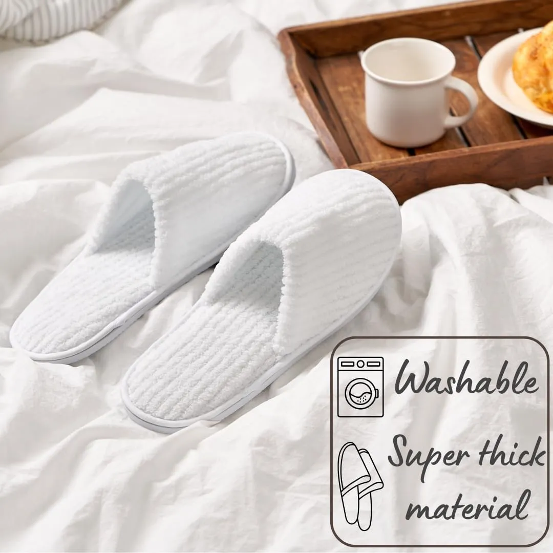 6 Pairs Spa Slippers, Perfect Disposable Slippers For Guest, Travel, Airbnb Slippers, Washable Reusable, Unisex, House, Indoor, Bathroom, Bedroom, Hotel, Bride Slippers