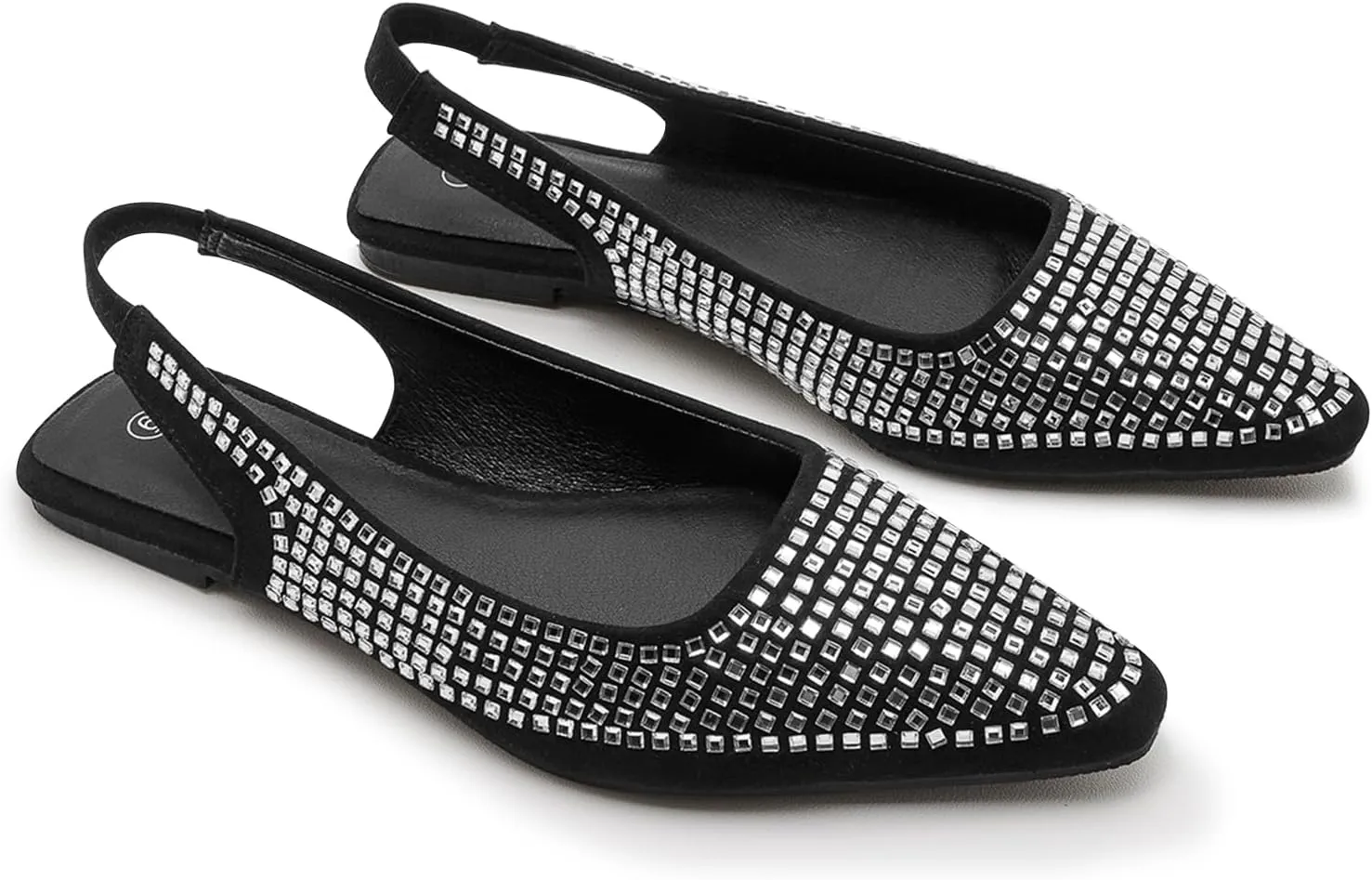 ADAMUMU Rhinestone Flats for Women Sparkly Crystals Ballerina Shoes Crystals Sparkly Mary Jane Flats Round Toe Buckle Strap Design Comfortable and Non Slip Sole Flat for Daily Wear and Work
