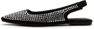 ADAMUMU Rhinestone Flats for Women Sparkly Crystals Ballerina Shoes Crystals Sparkly Mary Jane Flats Round Toe Buckle Strap Design Comfortable and Non Slip Sole Flat for Daily Wear and Work