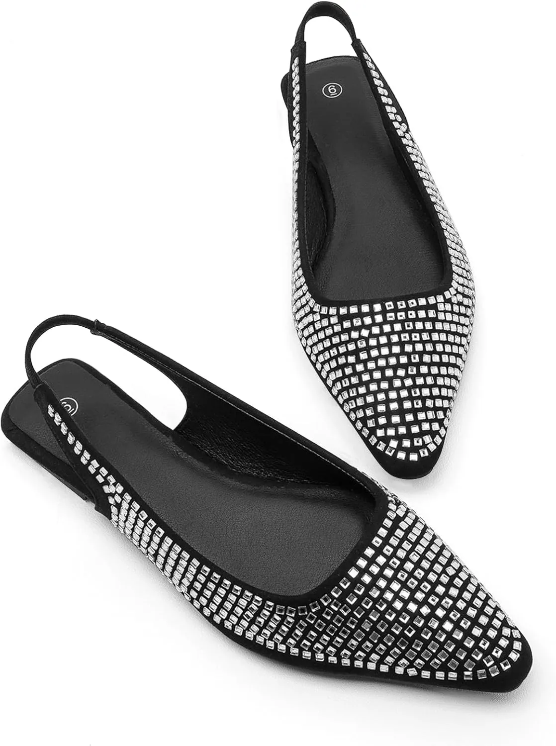ADAMUMU Rhinestone Flats for Women Sparkly Crystals Ballerina Shoes Crystals Sparkly Mary Jane Flats Round Toe Buckle Strap Design Comfortable and Non Slip Sole Flat for Daily Wear and Work