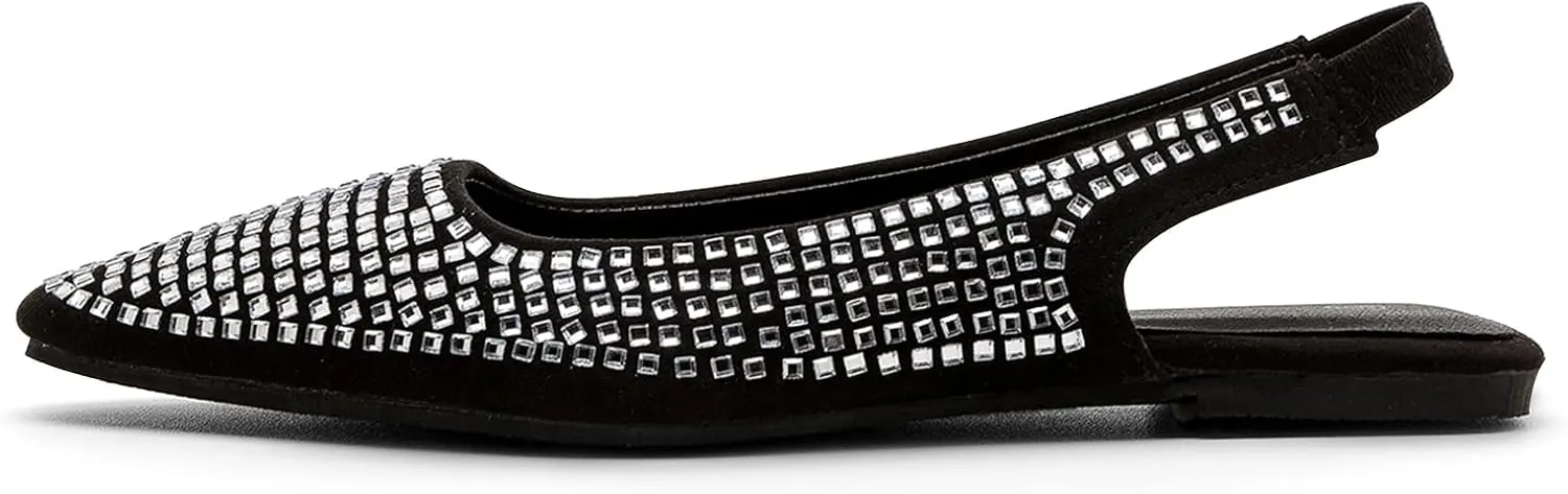 ADAMUMU Rhinestone Flats for Women Sparkly Crystals Ballerina Shoes Crystals Sparkly Mary Jane Flats Round Toe Buckle Strap Design Comfortable and Non Slip Sole Flat for Daily Wear and Work