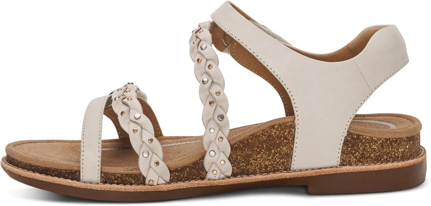Aetrex Women's Jenn Braided Orthopedic Comfort Leather Flats Sandals for Women