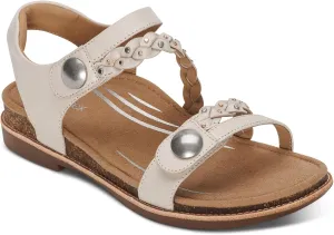 Aetrex Women's Jenn Braided Orthopedic Comfort Leather Flats Sandals for Women