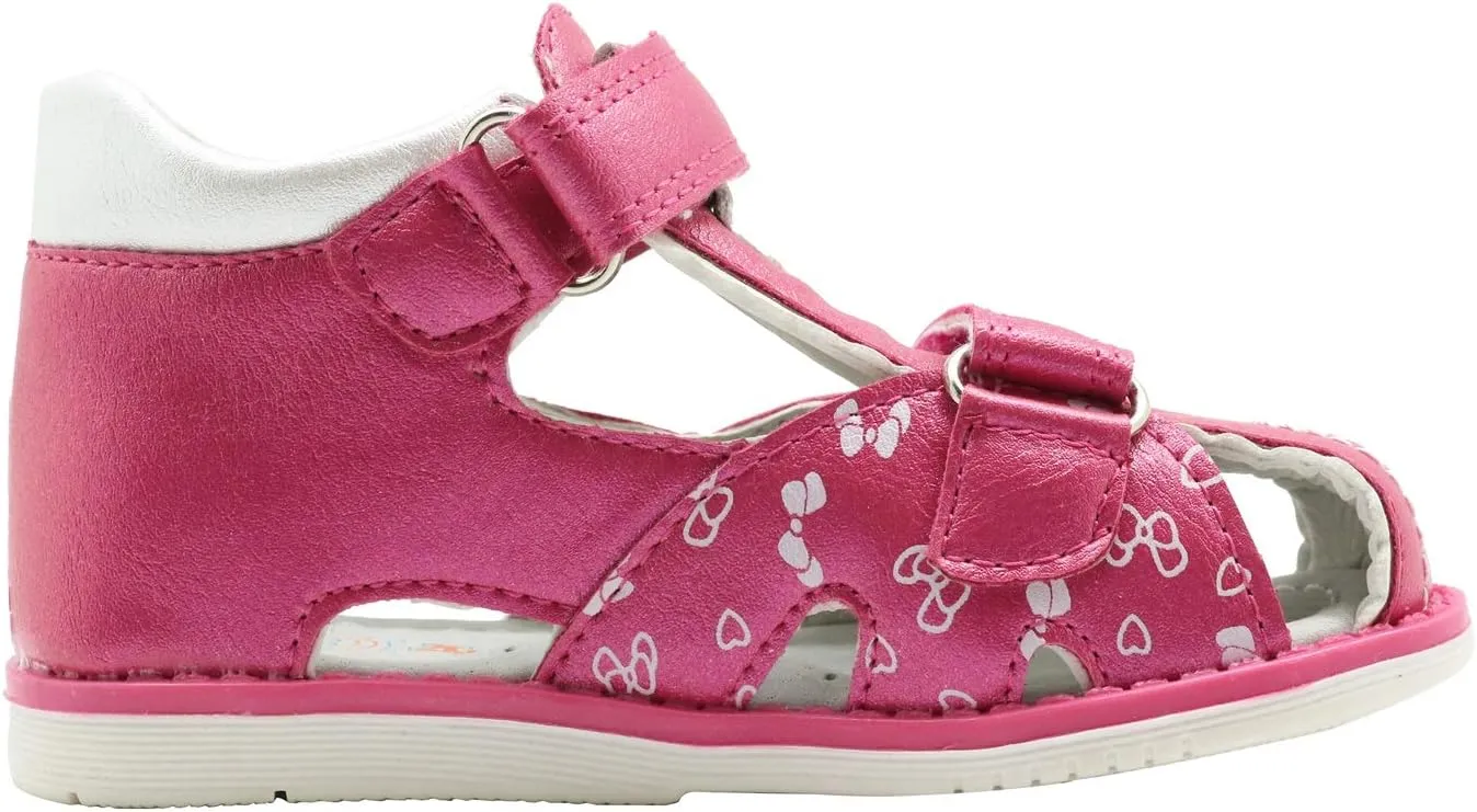 Ahannie Toddler Boys Girls Double Adjustable Strap Closed-Toe Orthopedic Sandals, Kids Summer Sandals with Arch Support