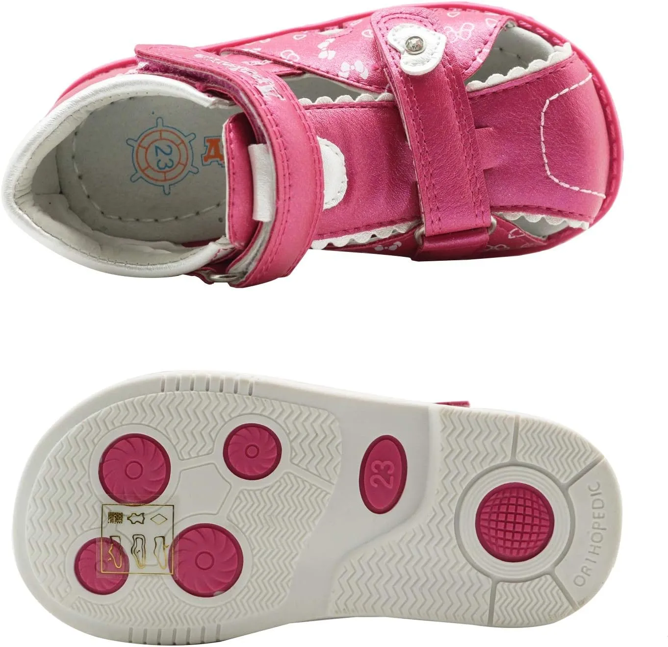 Ahannie Toddler Boys Girls Double Adjustable Strap Closed-Toe Orthopedic Sandals, Kids Summer Sandals with Arch Support