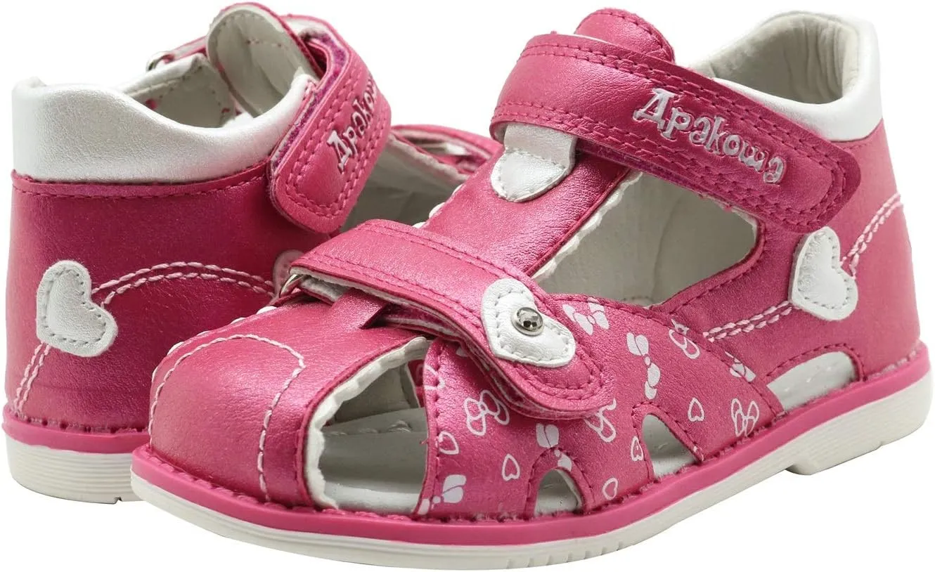 Ahannie Toddler Boys Girls Double Adjustable Strap Closed-Toe Orthopedic Sandals, Kids Summer Sandals with Arch Support