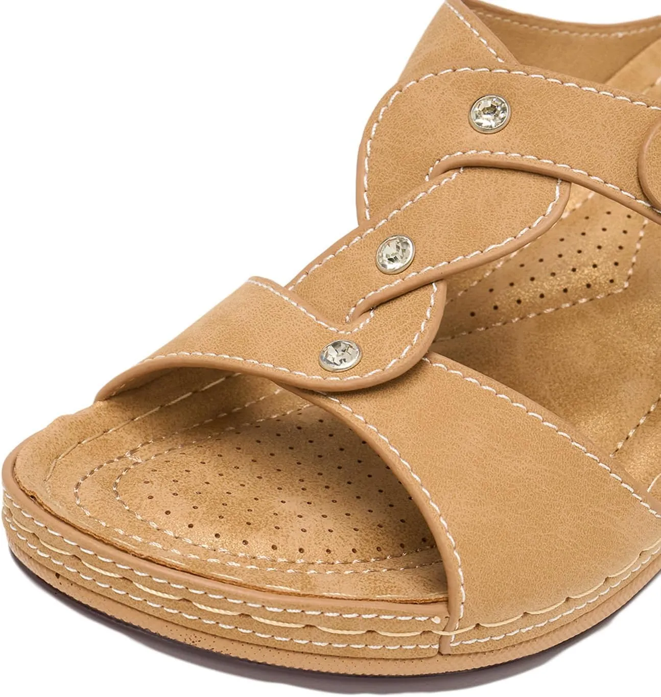 Alexis Leroy Comfortable Insole Buckle Strap Vamp Women's Wedge Sandals