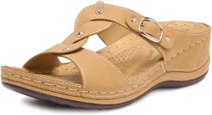 Alexis Leroy Comfortable Insole Buckle Strap Vamp Women's Wedge Sandals