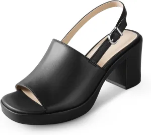 Ankis Black White Nude Heels Platform Heeled Sandals Knit Chunky Block Elastic Slingback Open Toe Ankle Strappy Heels