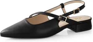 Ankis Slingback Flats for Women 1Inch Low Heels Closed Pointed Toe Ankle Strap Pumps Comfortable Walking Wedding Party Dress Shoes