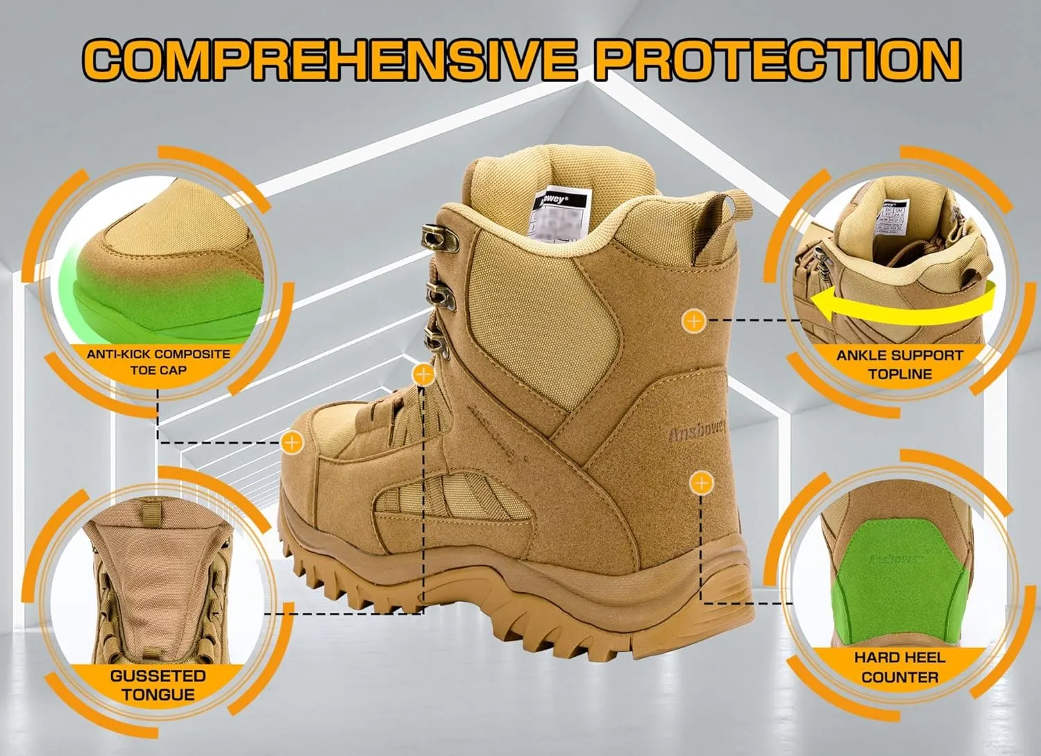 Ansbowey Men's Military Tactical Boots Lightweight Outdoor Jungle Hiking Boots