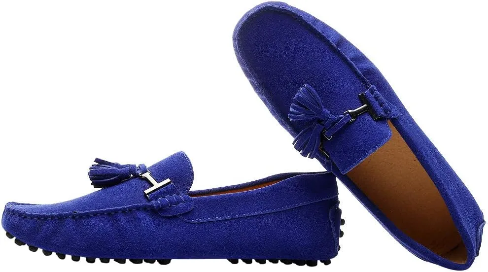 ANUFER Men's Stylish Tassel Suede Moccasins Comfort Loafers Flats Driving Shoes