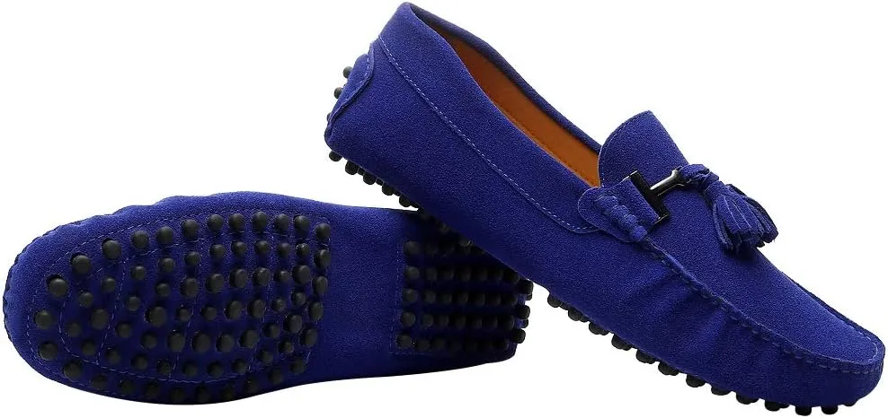 ANUFER Men's Stylish Tassel Suede Moccasins Comfort Loafers Flats Driving Shoes