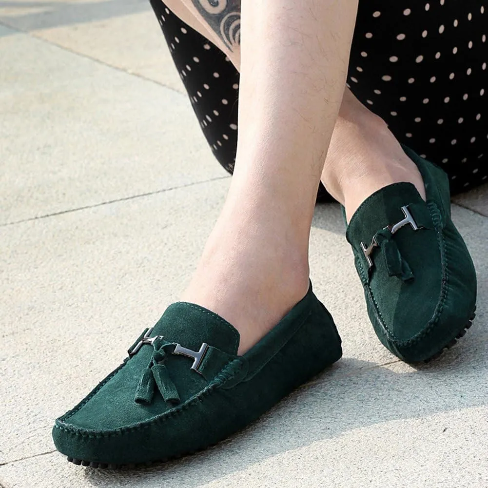 ANUFER Men's Stylish Tassel Suede Moccasins Comfort Loafers Flats Driving Shoes
