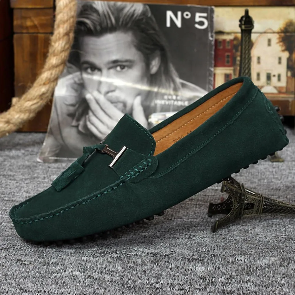ANUFER Men's Stylish Tassel Suede Moccasins Comfort Loafers Flats Driving Shoes