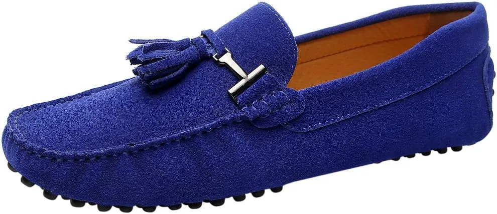 ANUFER Men's Stylish Tassel Suede Moccasins Comfort Loafers Flats Driving Shoes