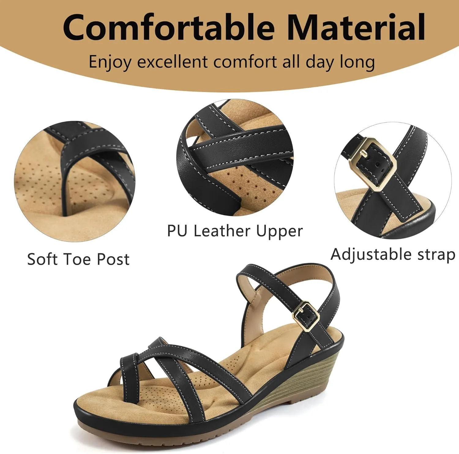Aomigoct Dressy Womens Wedge Sandals: Comfortable Platform Work Sandals for Women 2025 - Casual Walking Wedding Shoes