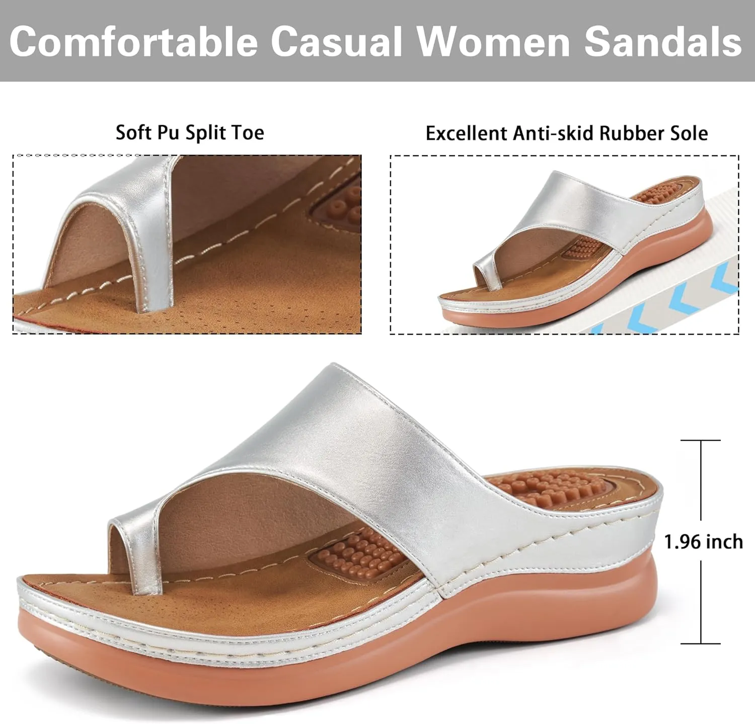 Aomigoct Sandals for Women Wedge Shoes: Comfortable Orthopedic Sandals Womens Dressy Summer Flip Flops Casual Walking Wedges