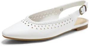 Arromic Women's Flats Pointed Toe Slingback Comfortable Slip-On Leather Shoes Black/White/Brown Dressy Casual for Work, Office, Travel