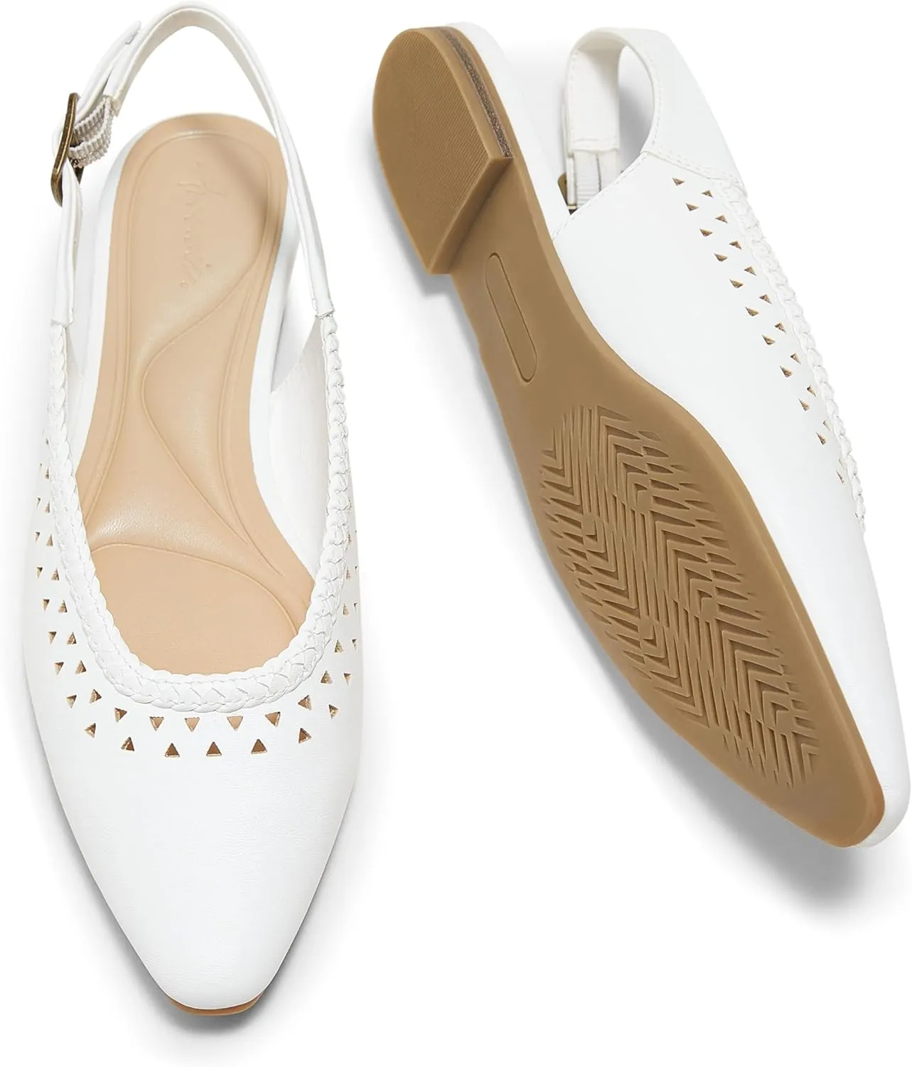 Arromic Women's Flats Pointed Toe Slingback Comfortable Slip-On Leather Shoes Black/White/Brown Dressy Casual for Work, Office, Travel