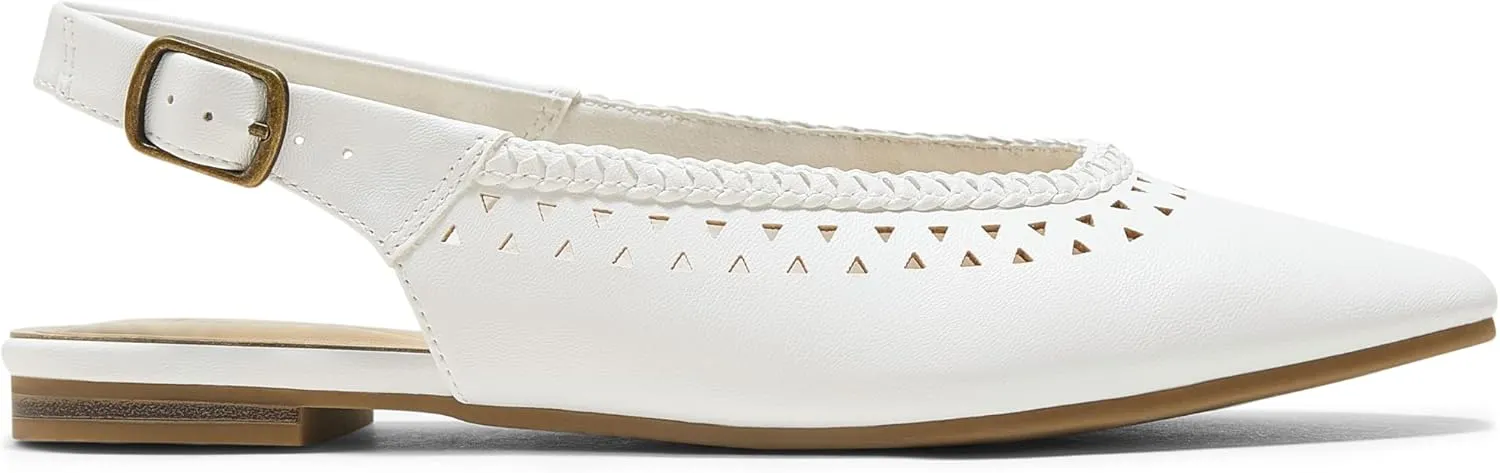 Arromic Women's Flats Pointed Toe Slingback Comfortable Slip-On Leather Shoes Black/White/Brown Dressy Casual for Work, Office, Travel