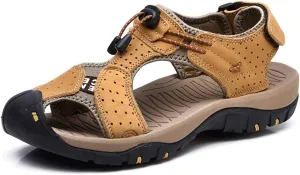 Asifn Men's Outdoor Hiking Leather Sandals Water Shoes Slides Closed Toe Sport Walking Fishermen Climbing Summer Athletic