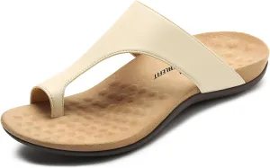 Athlefit Orthotic Sandals for Women Comfortable Orthopedic Arch Support Flip Flops Summer Casual Walking Nude Flat Thong Sandals Size 7.5