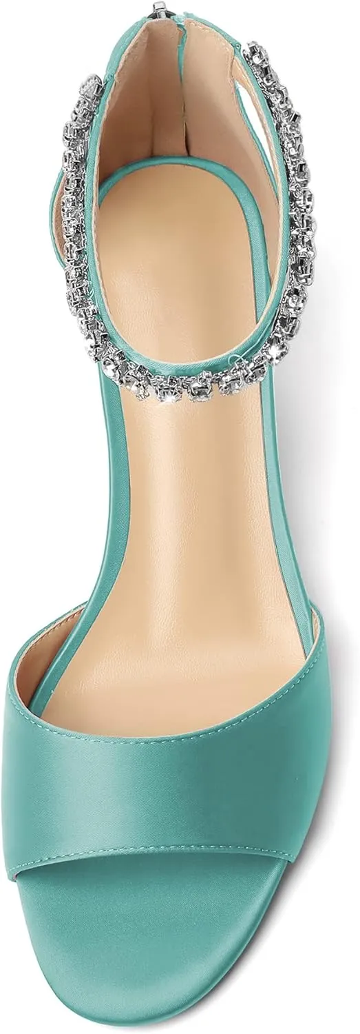 AUMOTED Women Wedge Sandals Peep Open Toe Mid Low Heel Slip-on Slingback Double Elastic Band Heeled Dress Summer Shoes 2 Inch