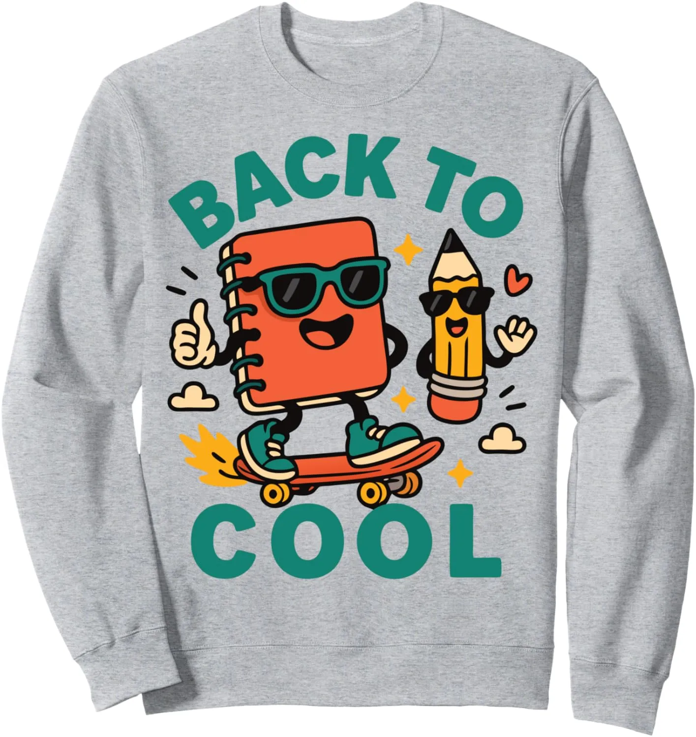 Back to School Stylish – Fun Skateboard Pencil Notebook Sweatshirt