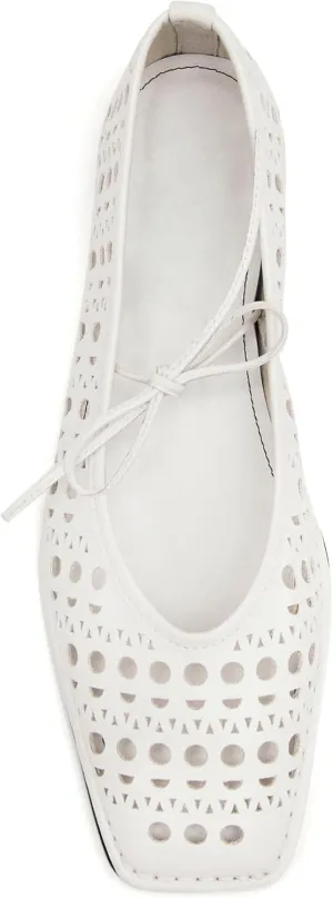 Ballet Flats for Women Lace Up Square Toe Mary Jane Flats Cute Bow Mesh Ballerina Flat Shoes