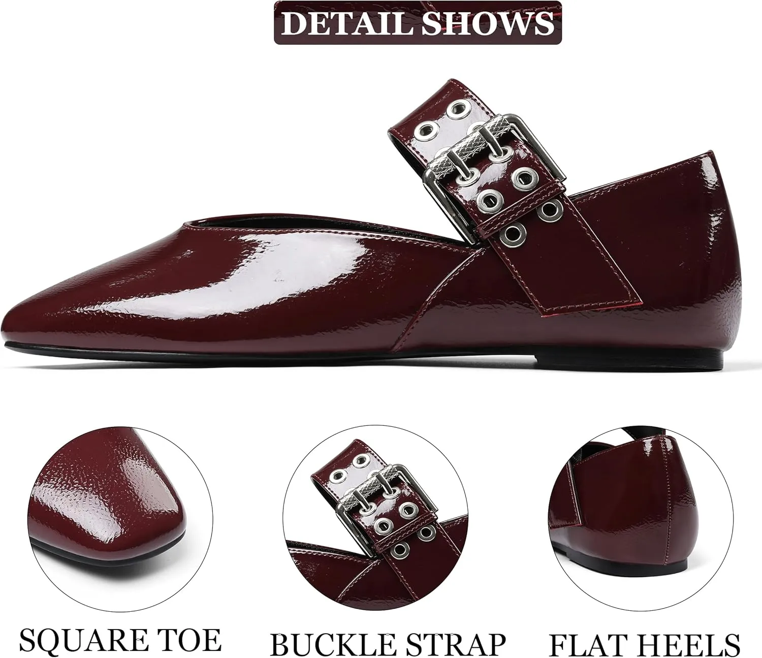 Ballet Flats for Women Square Toe Ballerina Flats Buckle Strap Leopard Print Flats Casual Dress Mary Janes Comfortable Dressy Shoes