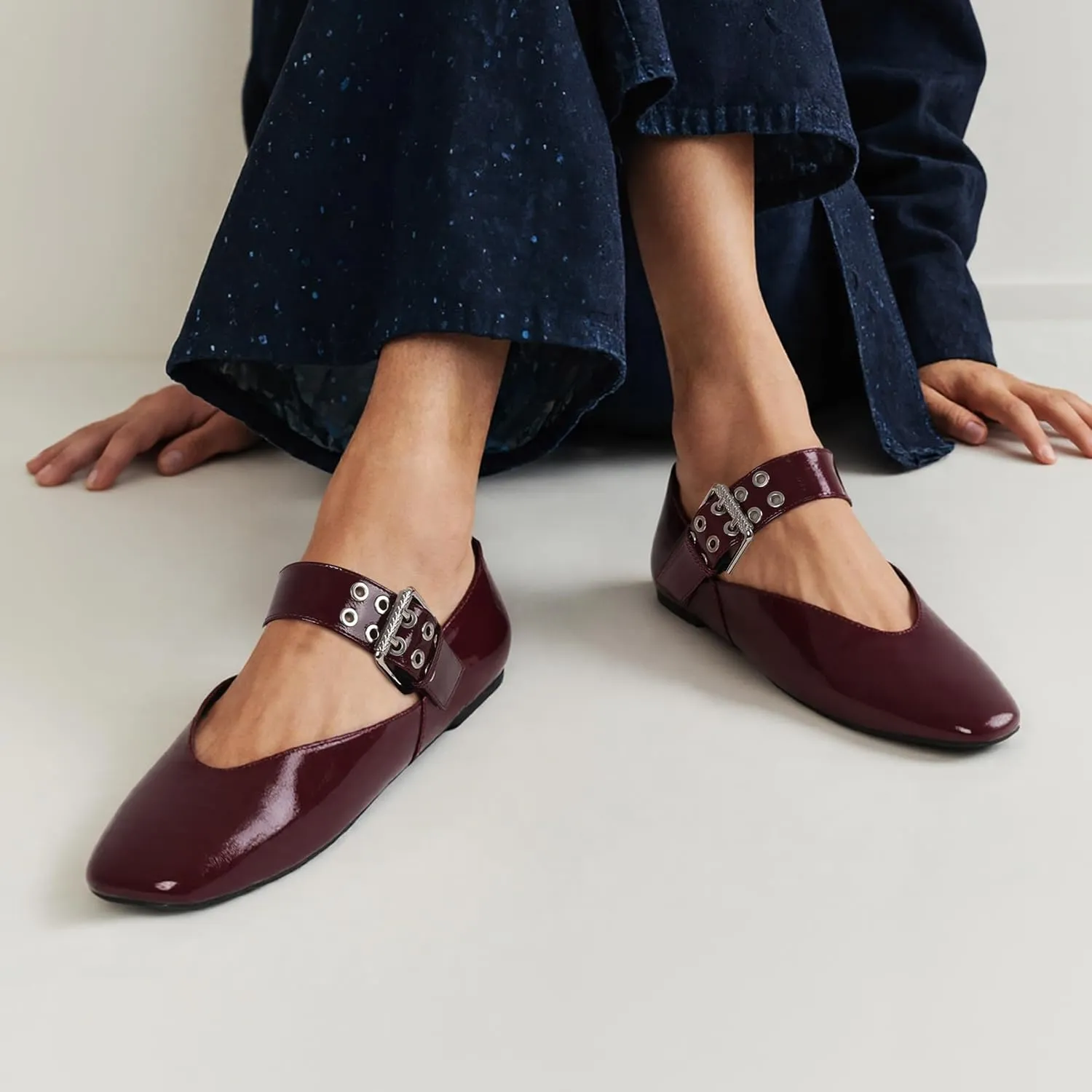 Ballet Flats for Women Square Toe Ballerina Flats Buckle Strap Leopard Print Flats Casual Dress Mary Janes Comfortable Dressy Shoes