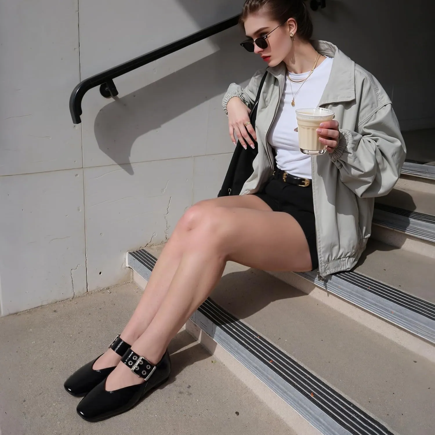 Ballet Flats for Women Square Toe Ballerina Flats Buckle Strap Leopard Print Flats Casual Dress Mary Janes Comfortable Dressy Shoes