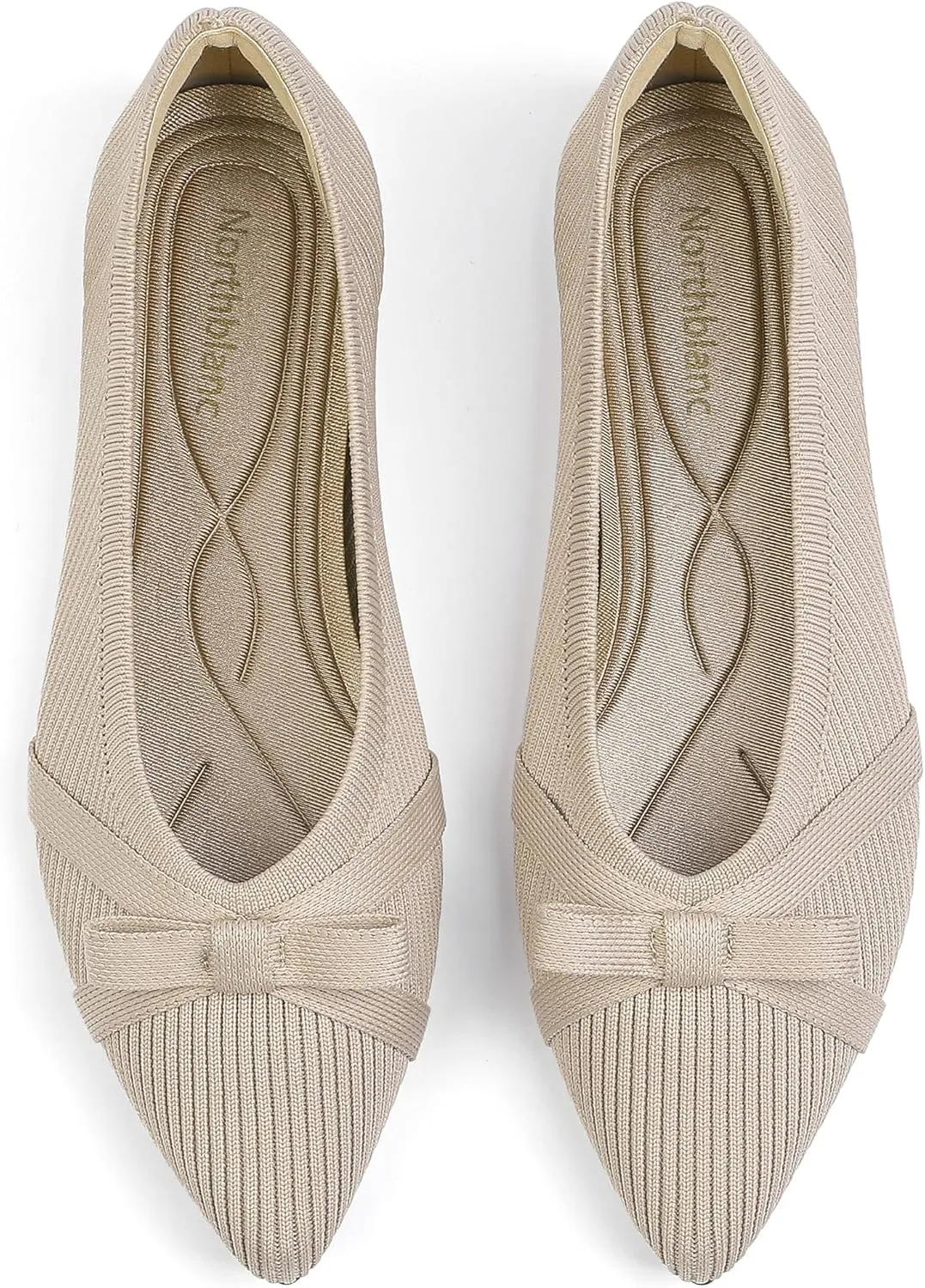 Ballet Flats Shoes for Women - Comfortable Casual Dressy Classic Softable Pointed Toe Bow Knit Work Office Shoe