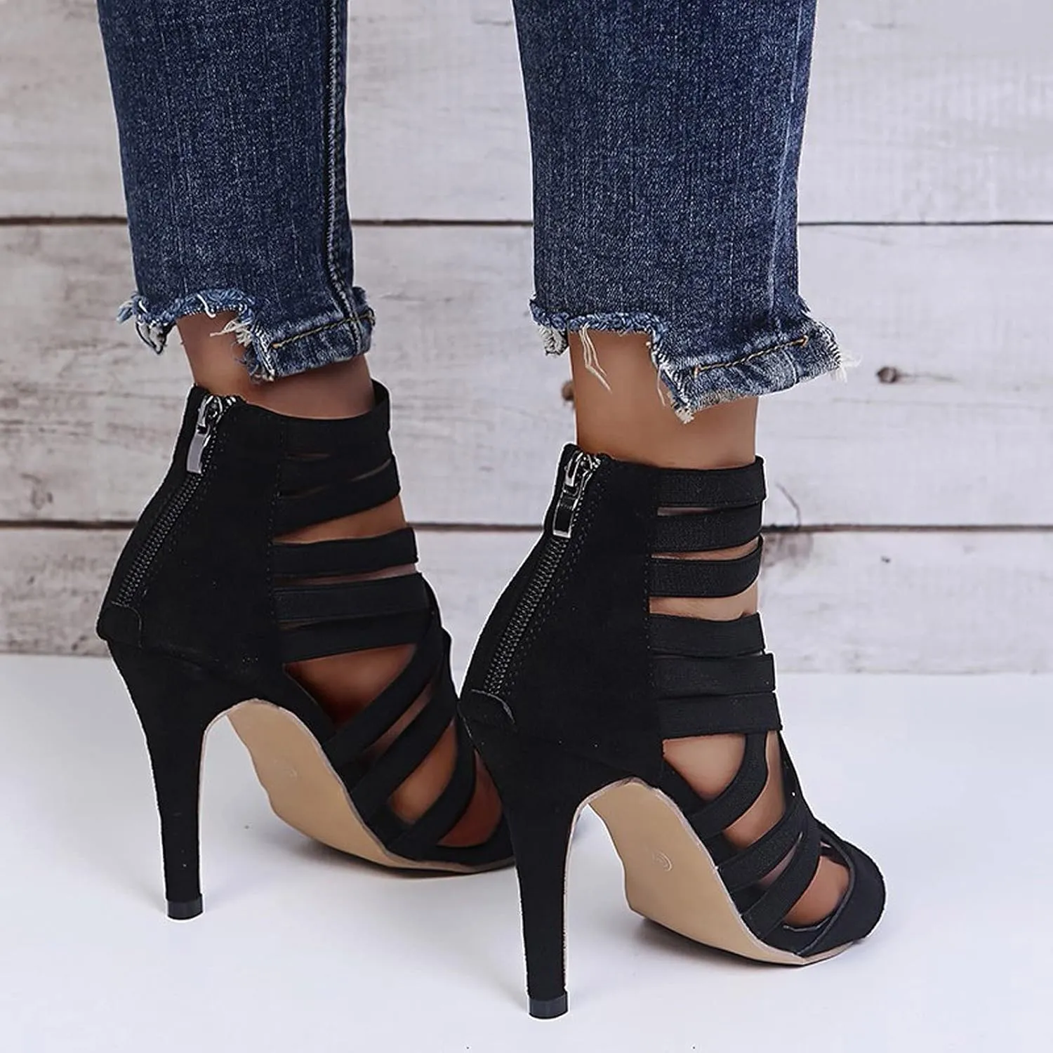Bamboo Store Platform High Heels for Women Closed Toe Toe High Heels Breathable Women Summer Sandals Cork Heel Sandals